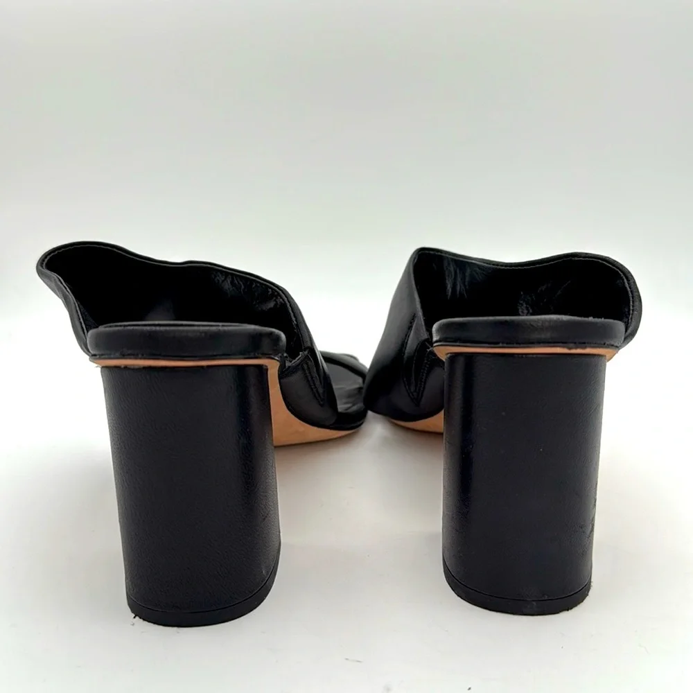 Vince - Women's Nessia Black leather Heeled Mules Sandals‎ square toe shoes 8.5